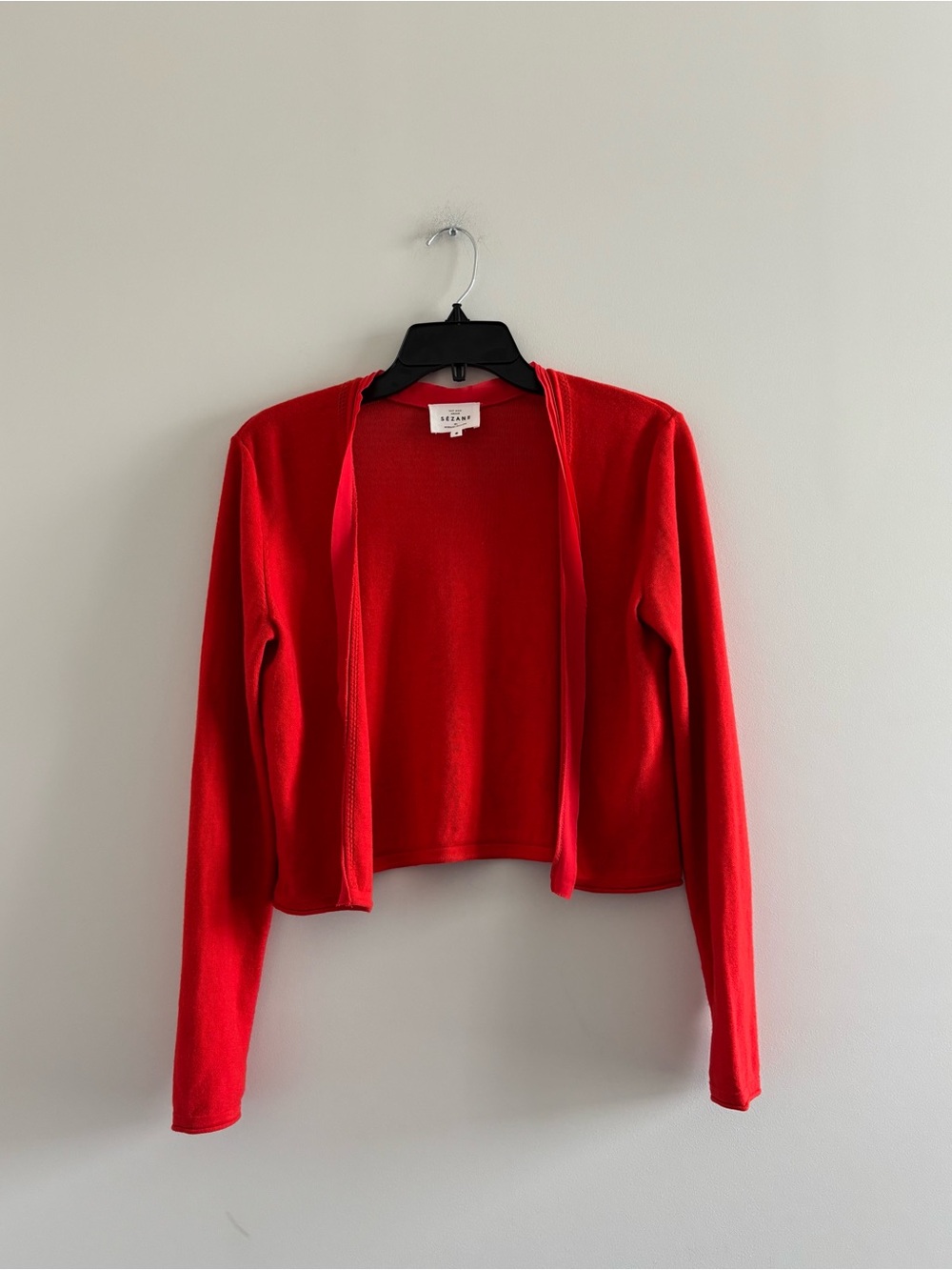 Sezane Red Open-Front Cardigan